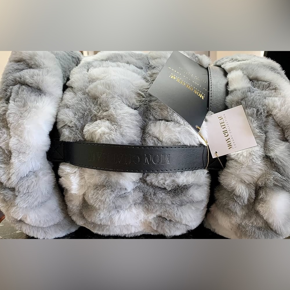 Mon Chateau Faux Fur Throw 60x70in Gray